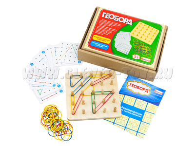 Геоборд (14*14 см, основание, 20 карточек, 50 резинок, АТ)