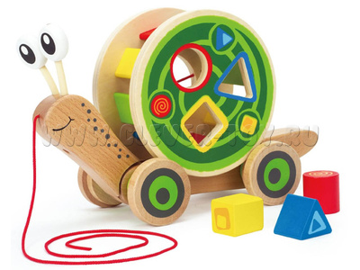 Каталка Улитка деревянная