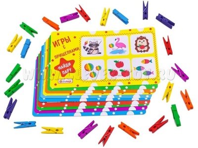 Прищепки "Веселые зверята" (24шт, 10 карточек, АТ)