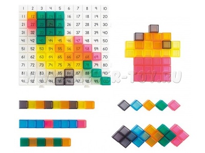 Кубики соединяющиеся полупрозрачные 2 см.(150 шт). Набор учимся счету до 100 «Мозаика и узоры»