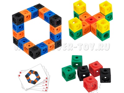 Математические кубики, 2 см (100 шт). Набор с карточками