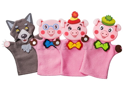 Театр на руку с декорациями "Три поросенка" (фетр)