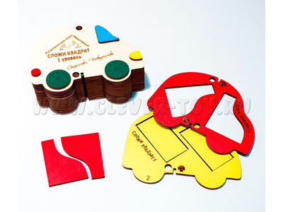 Сложи квадрат 1 уровень Никитина - Машинка (дерево, производство Никитиных)