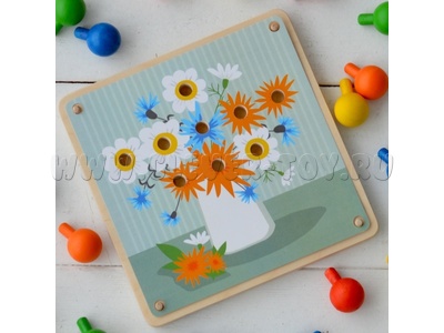 Карточка "Цветы" для набора "Деревянная мозаика"